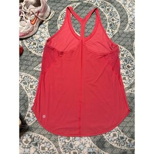 Lululemon Racerback Tank Top Coral Red Mesh Side Panels Womens Size 10